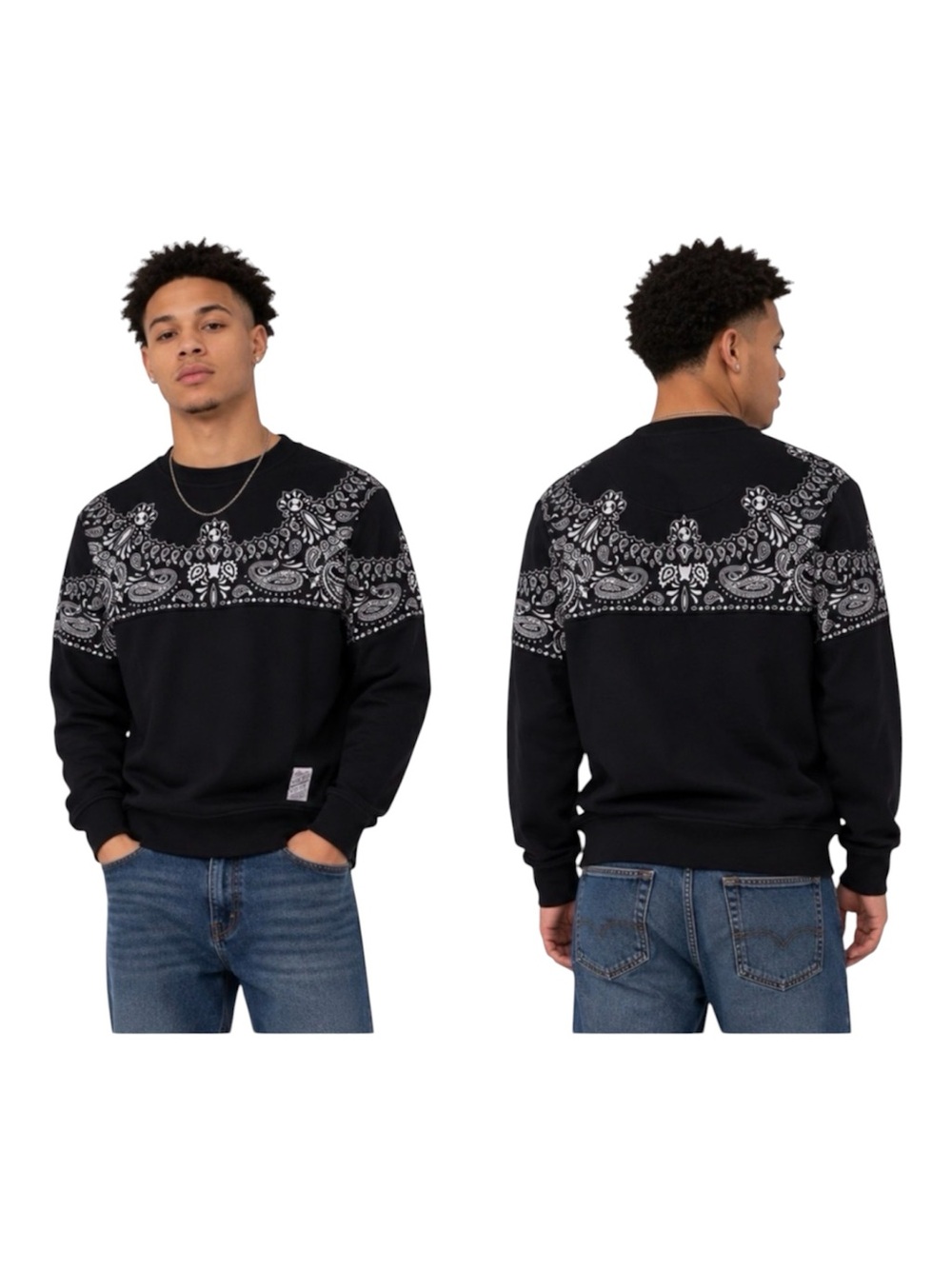 Rolling Paper Co Sweatshirt Men’s M Black Bandana Crewneck Athleisure Cotton